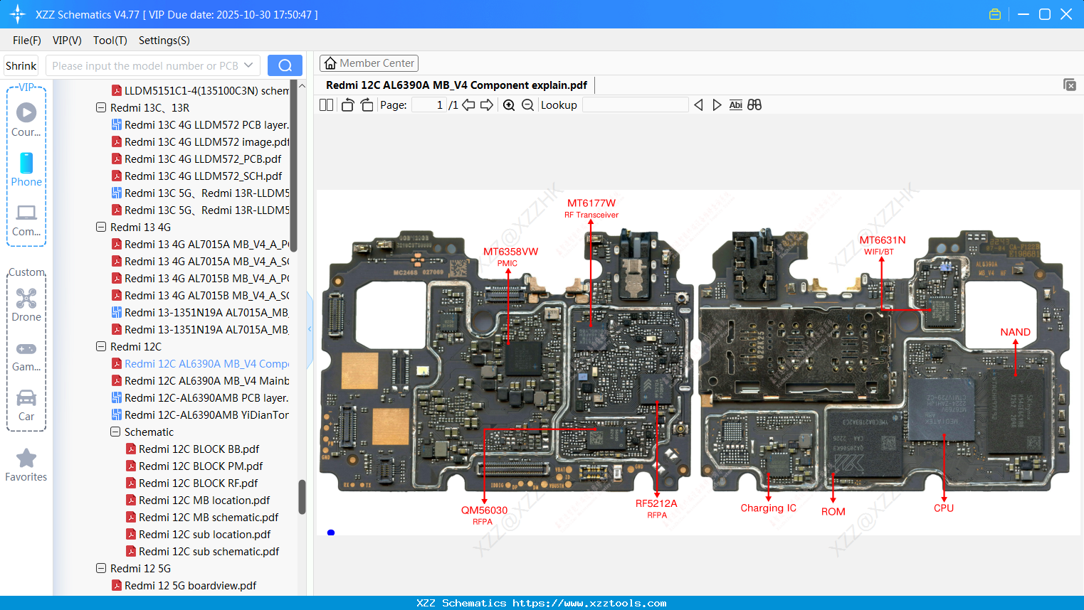 Xiaomi Redmi 12C AL6390A MB_V4 Component Explain